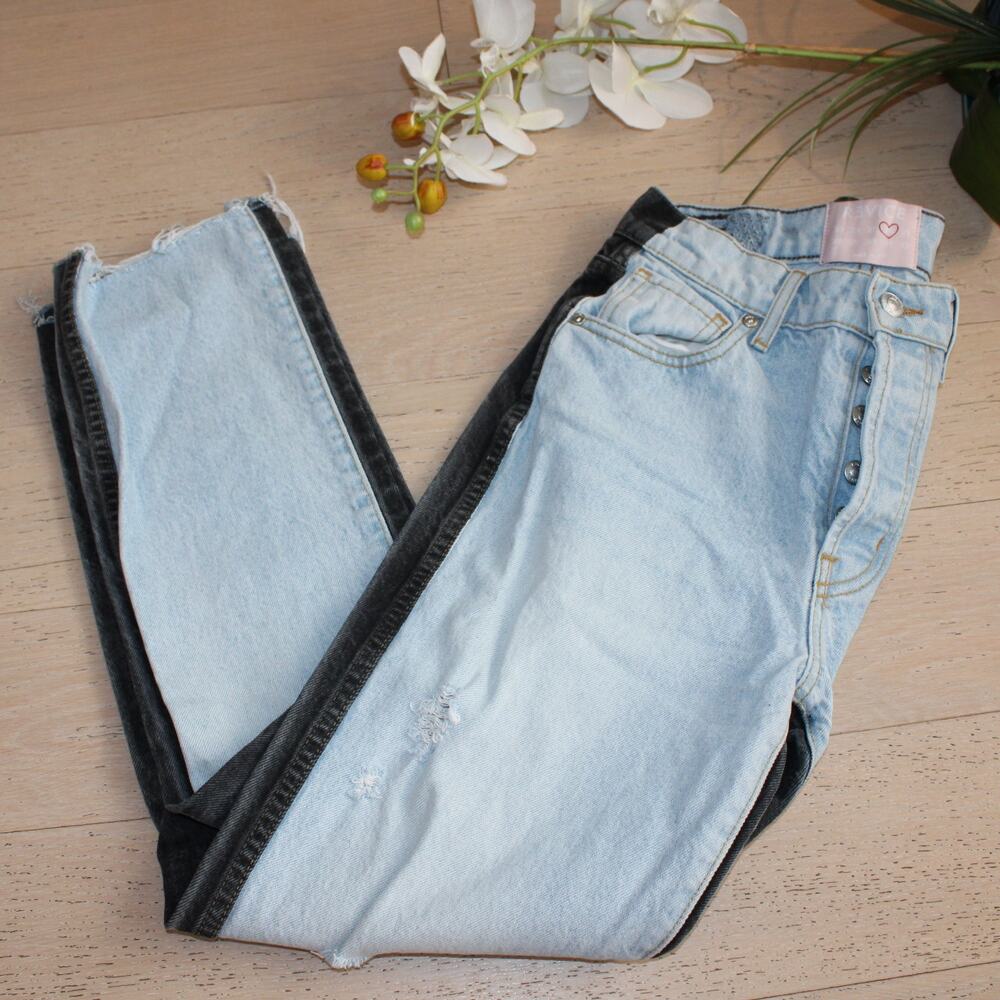 REVICE DENIM Stretch Two Tone Ex-Boyfriend Harlow Wash Celebrity High Rise | 26 - Picture 2 of 12